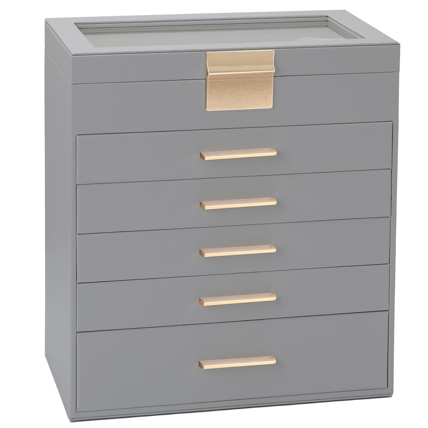 BOOVO Jewelry Boxes for Women, White and Black 6 Layer Large Jewelry Box for Necklace, Bracelet, Earrings, Rings Storage, Jewelry holder Organizer for Girls Gift (Clear Black, 6 layer)