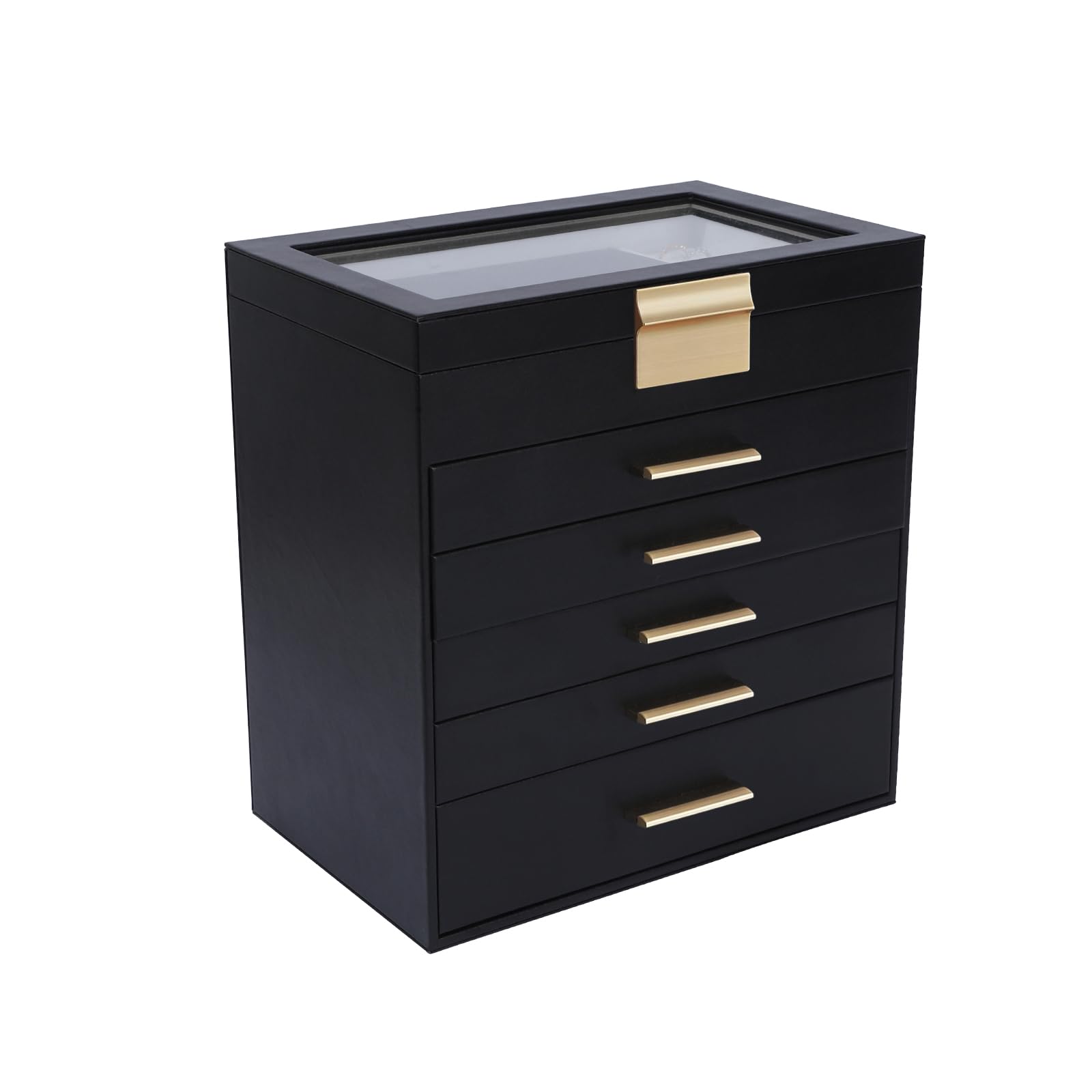 BOOVO Jewelry Boxes for Women, White and Black 6 Layer Large Jewelry Box for Necklace, Bracelet, Earrings, Rings Storage, Jewelry holder Organizer for Girls Gift (Clear Black, 6 layer)