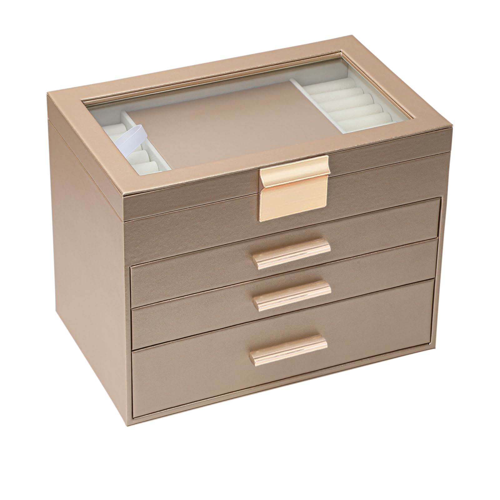 BOOVO Jewelry Boxes for Women, White and Black 6 Layer Large Jewelry Box for Necklace, Bracelet, Earrings, Rings Storage, Jewelry holder Organizer for Girls Gift (Clear Black, 6 layer)