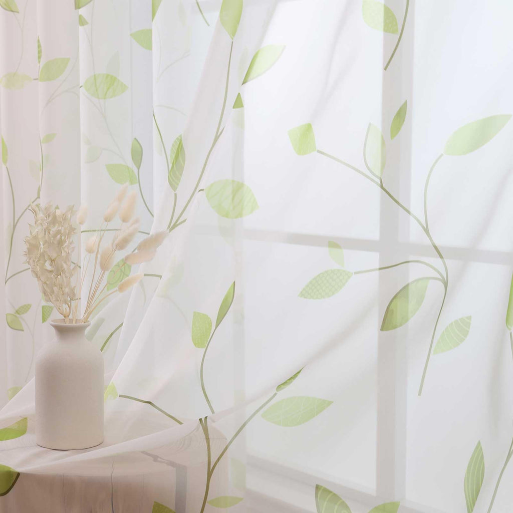 L.Z.E Grey and White Sheer Curtains 84 Inch Long 2 Panels Set, Light Gray Printed Sheer Curtains for Living Room Dining Room, Elegant Wave Pattern Rod Pocket Window Curtains (55W x 84L)