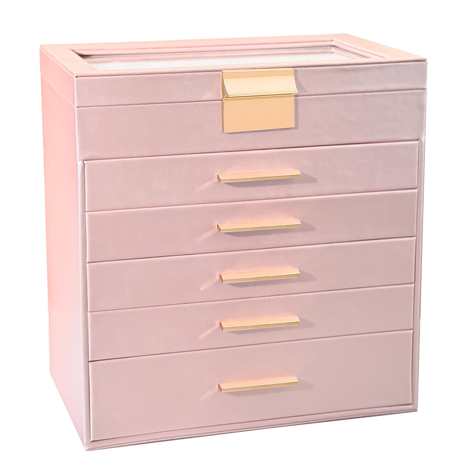 BOOVO Jewelry Boxes for Women, White and Black 6 Layer Large Jewelry Box for Necklace, Bracelet, Earrings, Rings Storage, Jewelry holder Organizer for Girls Gift (Clear Black, 6 layer)