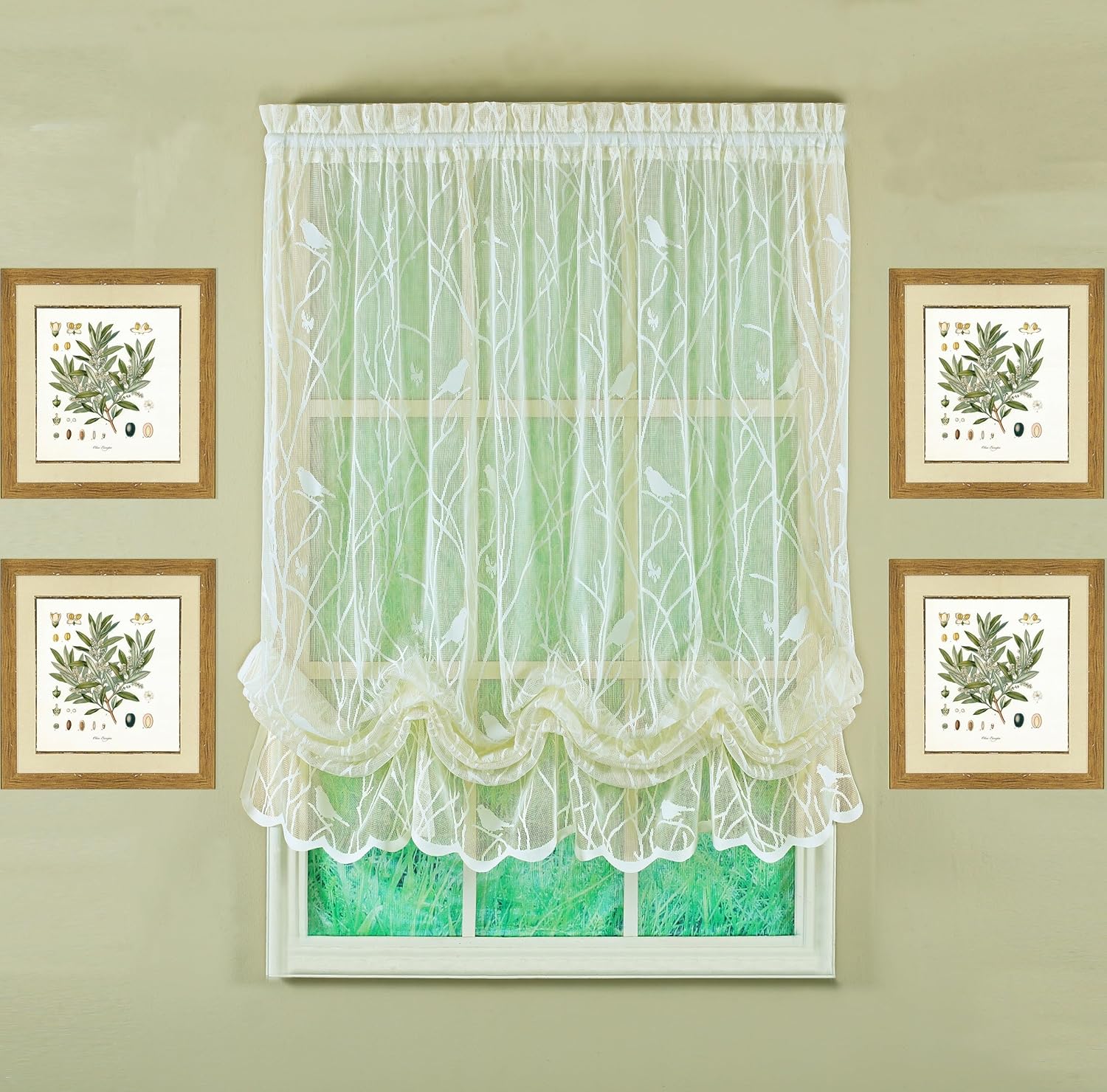 Today's Curtain, Songbird Semi-Sheer Lace Balloon Shade, Ivory, 57" W x 63" L