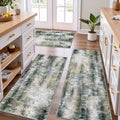 Tritard Upgrade Non Slip Kitchen Rugs Sets of 3 Washable Kitchen Mats for Floor Abstract Kitchen Runner Rug Soft Floor Mat Set Kitchen Carpet Rugs for Hallway, Laundry, Entryway, Office, Blue Grey