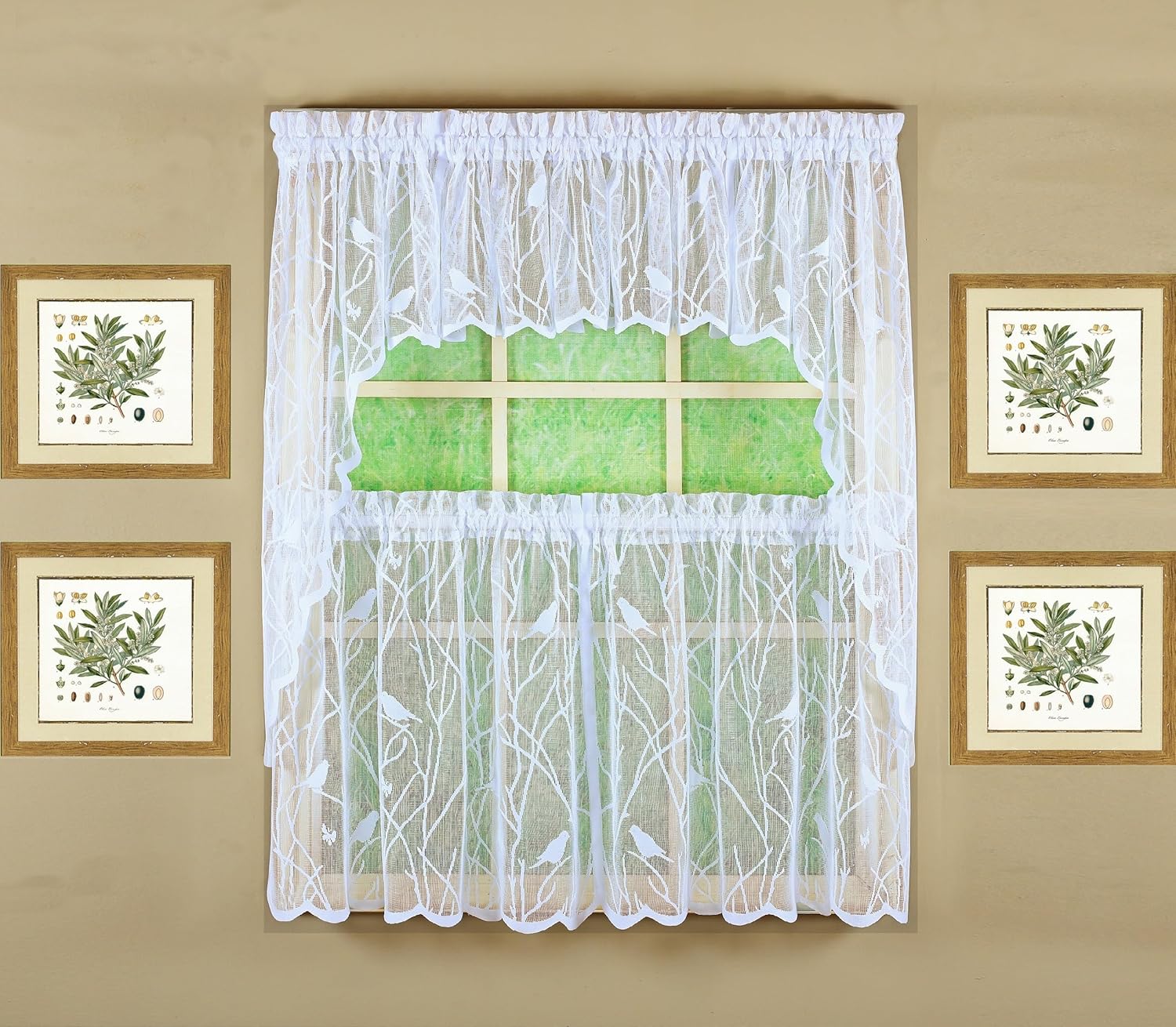 Today's Curtain, Songbird Semi-Sheer Lace Balloon Shade, Ivory, 57" W x 63" L