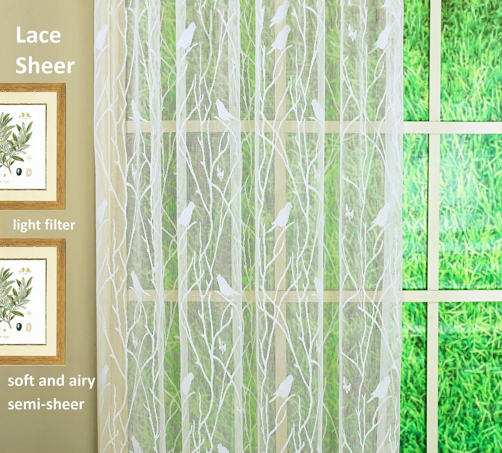 Today's Curtain, Songbird Semi-Sheer Lace Balloon Shade, Ivory, 57" W x 63" L